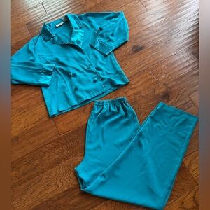 Y2K Victoria’s Secret Teal Satin Pajama Set